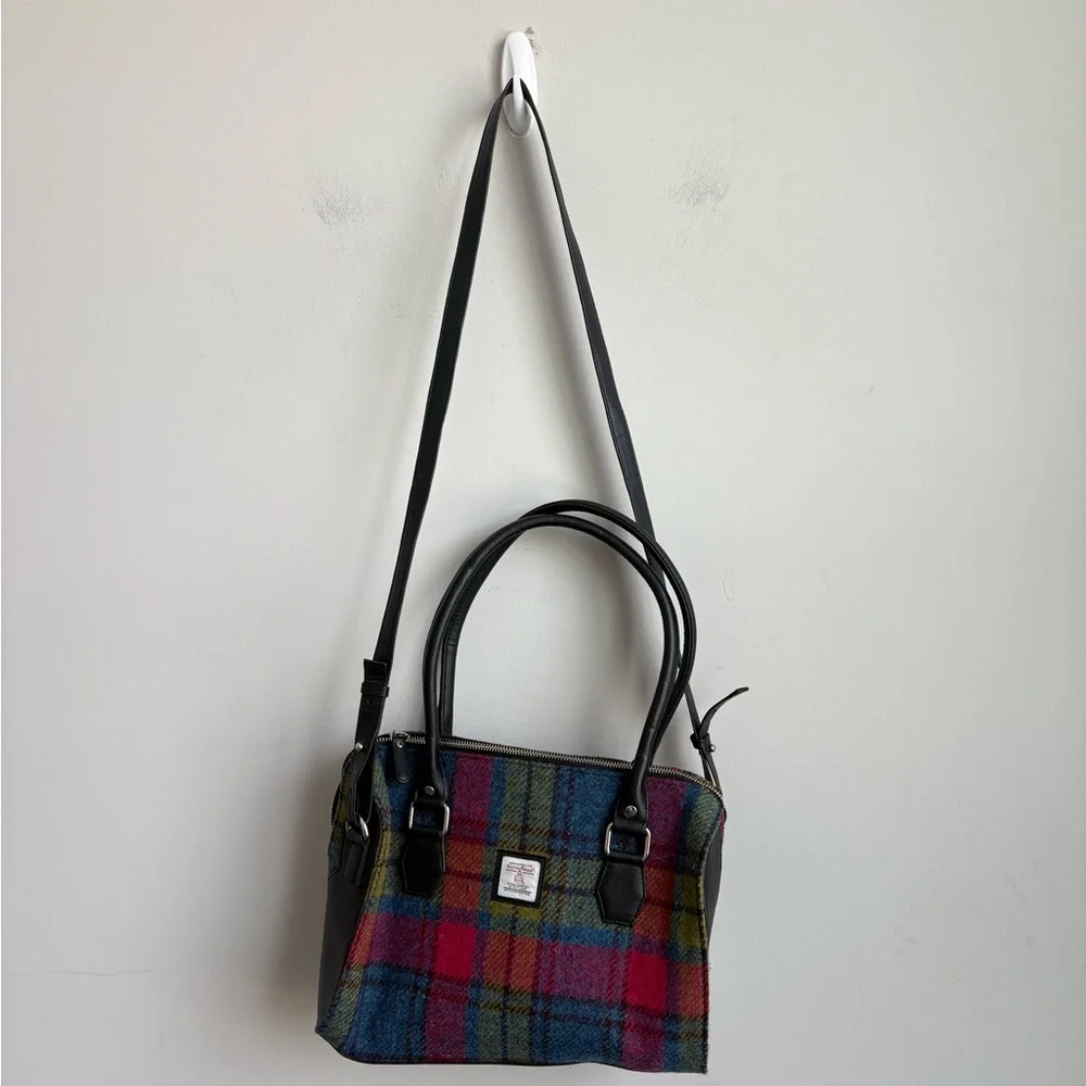 Maccessori Harris Tweed Wool Tartan Plaid Satchel Bag  Purse